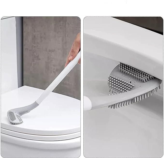 Pack of 4 Golf Toilet Brush, Long Handle Toilet Brush, Flexible Bendable Silicone Golf Toilet Bowl Cleaner Toilet Brushes for Bathroom 360 No Dead Ends Wall Mounted