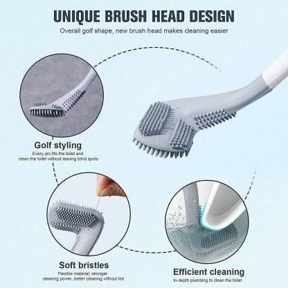 Pack of 4 Golf Toilet Brush, Long Handle Toilet Brush, Flexible Bendable Silicone Golf Toilet Bowl Cleaner Toilet Brushes for Bathroom 360 No Dead Ends Wall Mounted