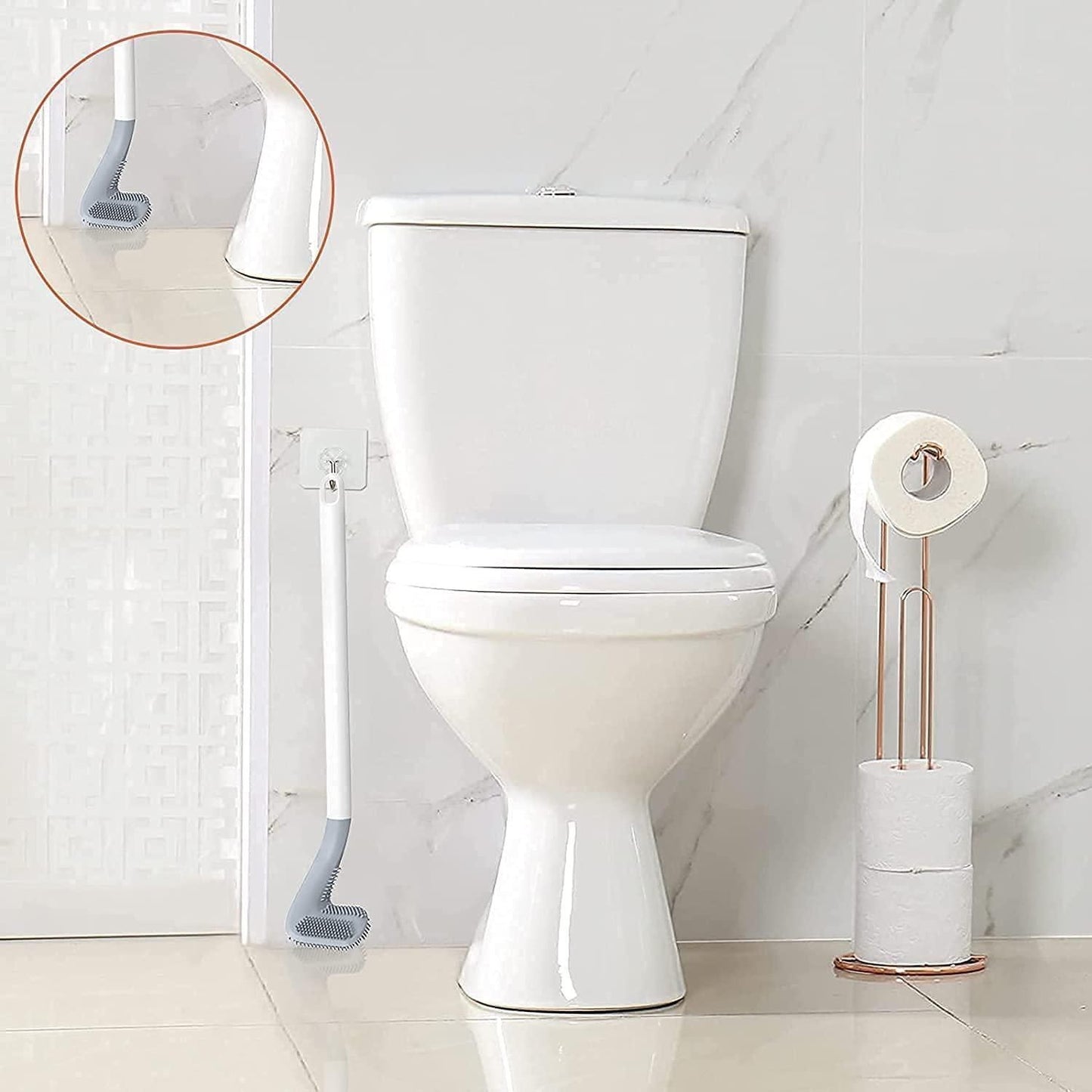 Pack of 4 Golf Toilet Brush, Long Handle Toilet Brush, Flexible Bendable Silicone Golf Toilet Bowl Cleaner Toilet Brushes for Bathroom 360 No Dead Ends Wall Mounted