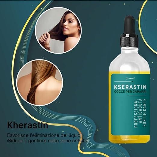 Kserastin Cocce Per Capappi  Natural Serum to Strengthen Hair and Fight Against Hair Loss 30ML (Pack of 2)