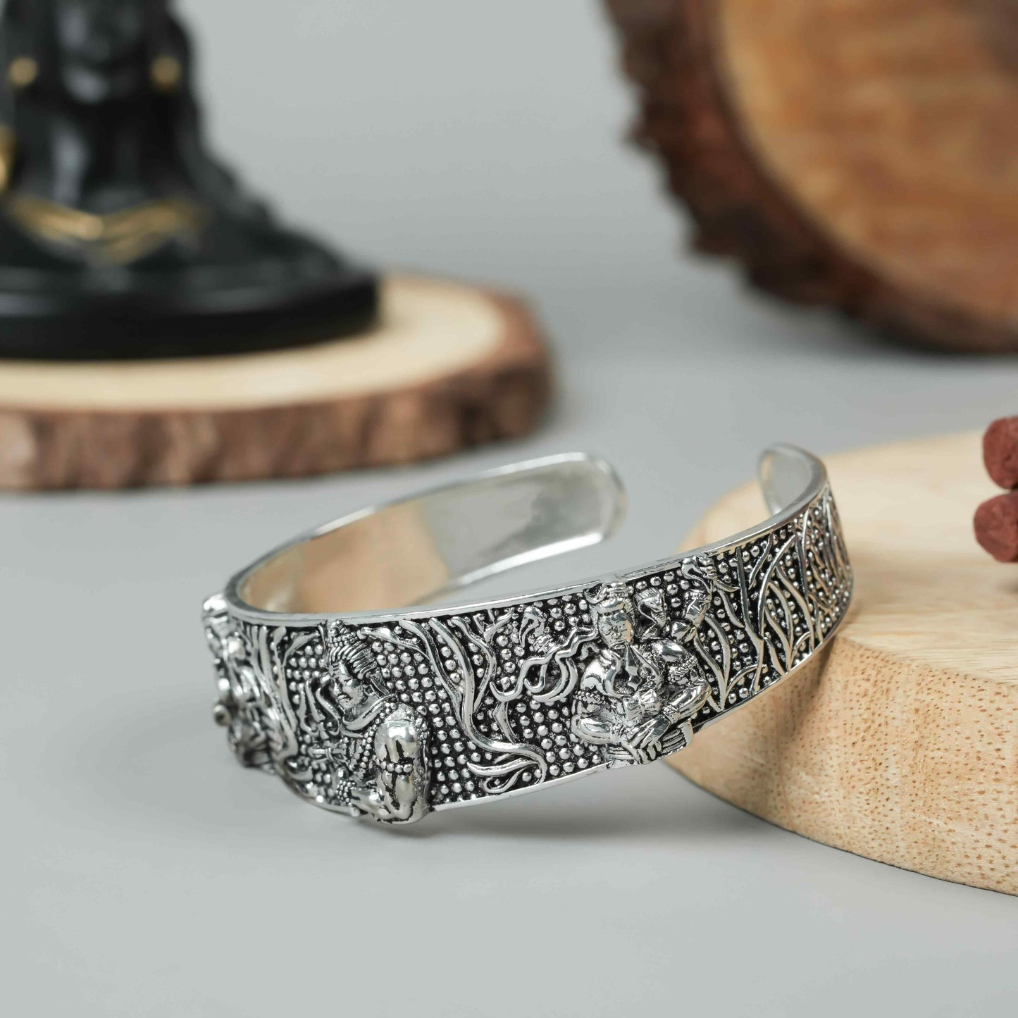 Men's Oxidised Silver Mahakal Bracelet