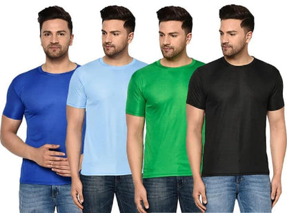 Men's Pack Of-4 Half Sleeves Round Neck T-shirt With Digital Watch Combo